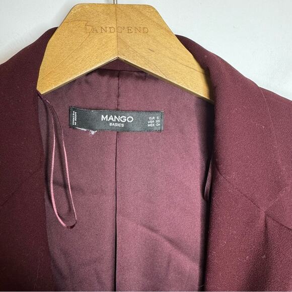 Mango Burgundy Wine Single Button Oversized Blazer Jacket Shoulder Pads Size XS - Picture 4 of 6